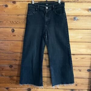 Urban Outfitters BDG Flood Jeans Black Cropped Raw Hem size 28